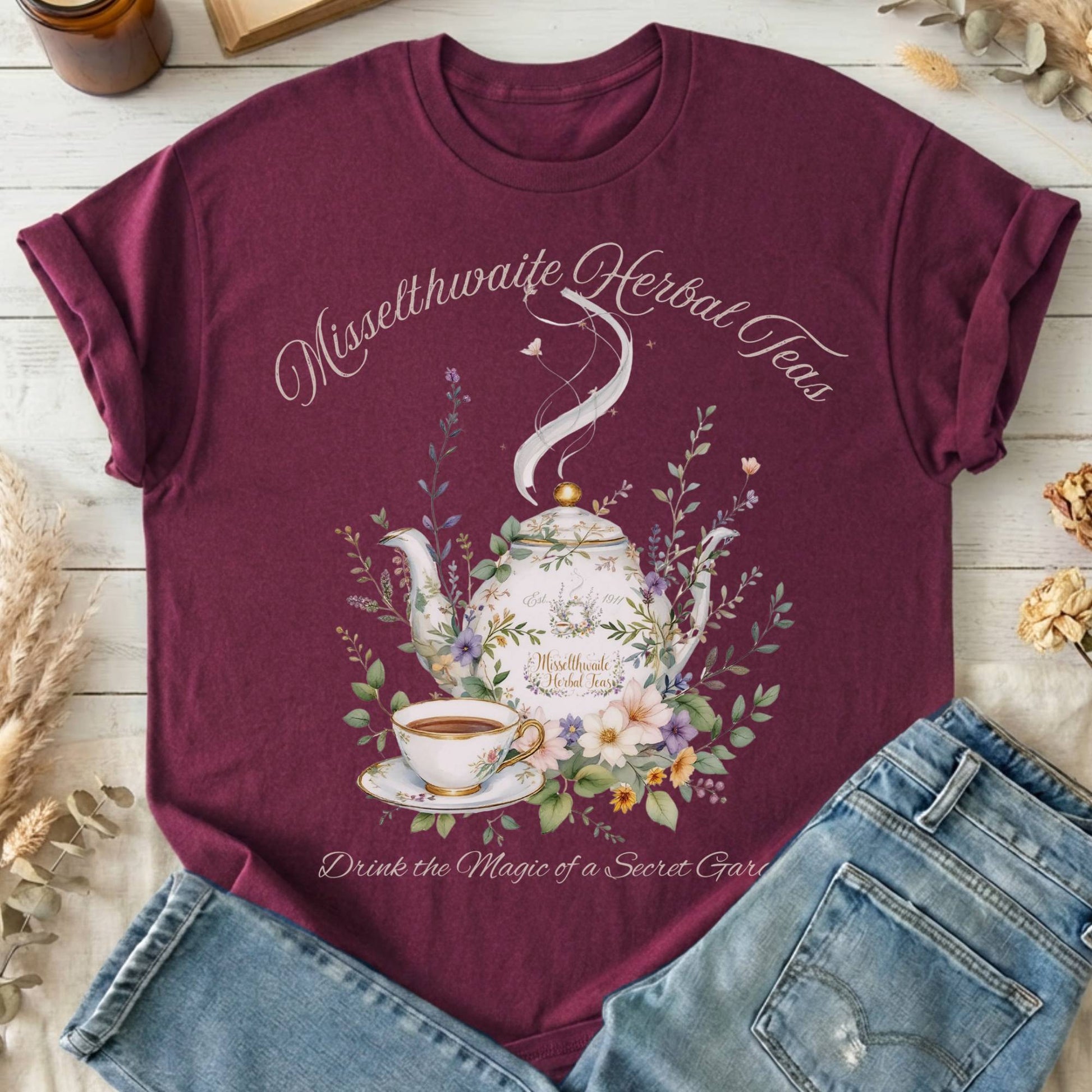 T-Shirt Maroon / S Misselthwaite Herbal Teas The Secret Garden T-Shirt The Mystic Eden