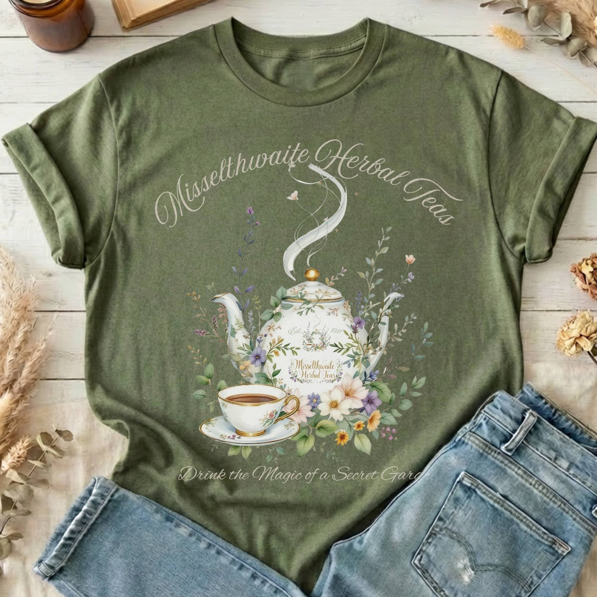 T-Shirt Military Green / S Misselthwaite Herbal Teas The Secret Garden T-Shirt The Mystic Eden