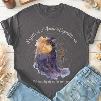 T-Shirt Charcoal / S Sagittarius Archer Expeditions Zodiac T-Shirt The Mystic Eden