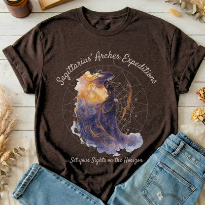 T-Shirt Dark Chocolate / S Sagittarius Archer Expeditions Zodiac T-Shirt The Mystic Eden
