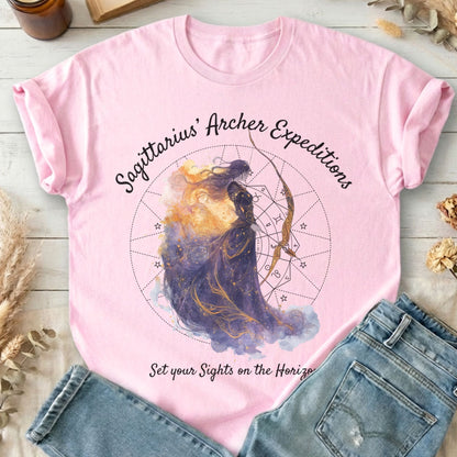 T-Shirt Light Pink / S Sagittarius Archer Expeditions Zodiac T-Shirt The Mystic Eden