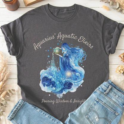 T-Shirt Charcoal / S Aquarius Aquatic Elixirs Zodiac T-Shirt The Mystic Eden