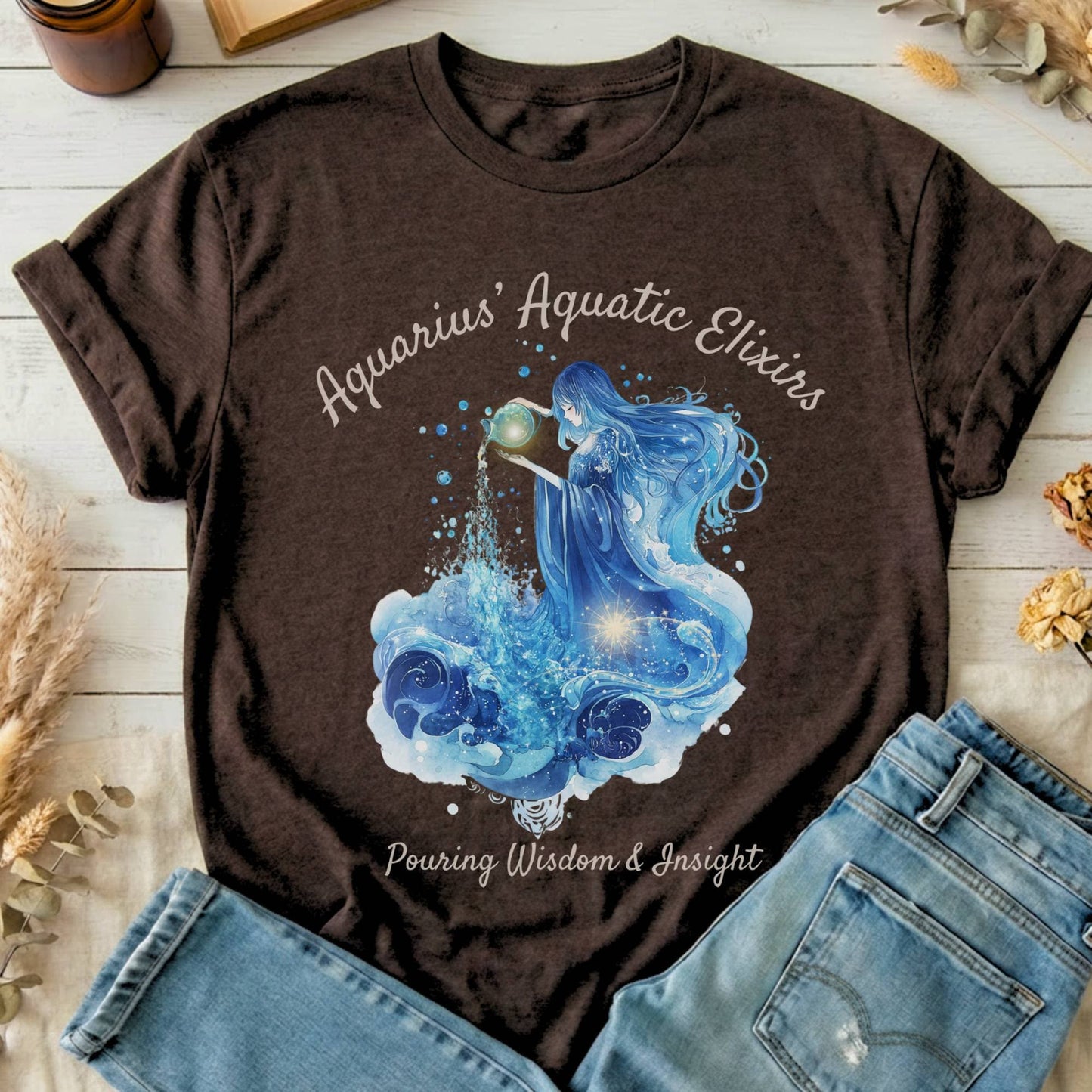 T-Shirt Dark Chocolate / S Aquarius Aquatic Elixirs Zodiac T-Shirt The Mystic Eden