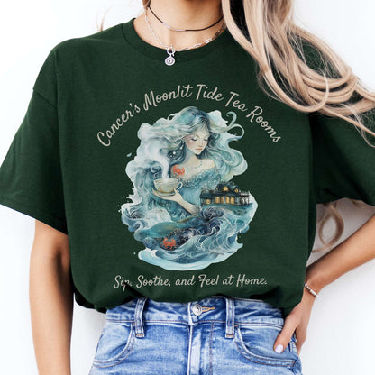 T-Shirt Cancer's Moonlit Tide Tea Rooms Zodiac T-Shirt The Mystic Eden