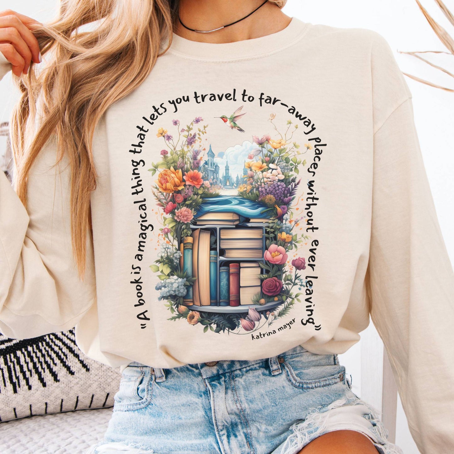 Long-sleeve Ivory / S A Book Is A Magical Thing Long Sleeve The Mystic Eden