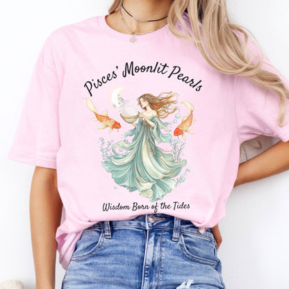 T-Shirt Pisces' Moonlit Pearls Zodiac T-Shirt The Mystic Eden