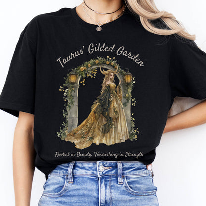 T-Shirts Taurus' Gilded Garden Zodiac T-Shirt The Mystic Eden