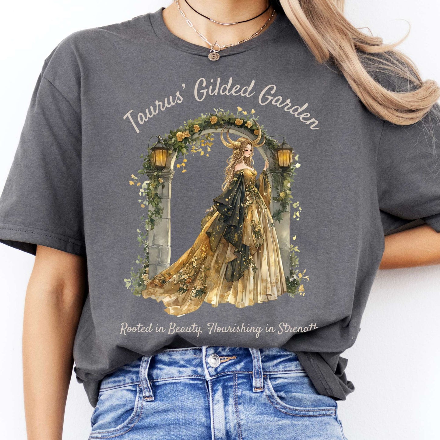 T-Shirts Taurus' Gilded Garden Zodiac T-Shirt The Mystic Eden