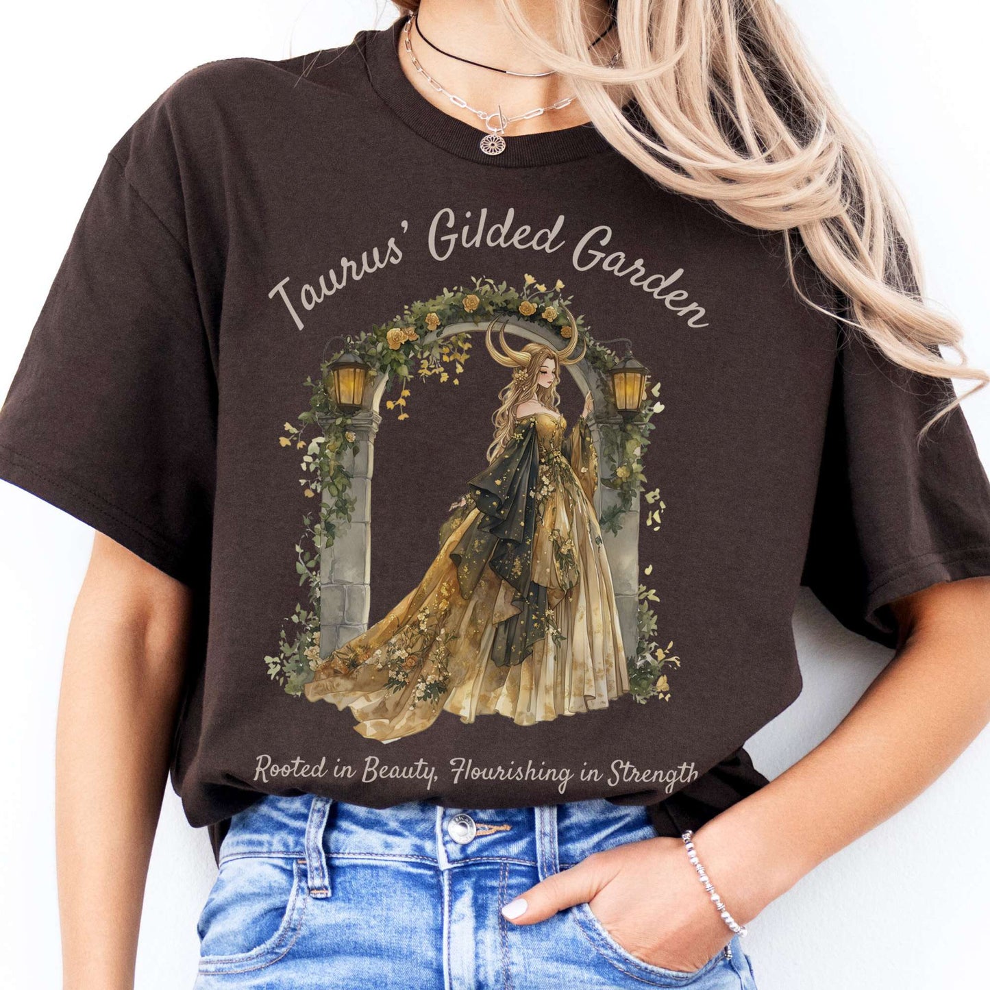 T-Shirts Taurus' Gilded Garden Zodiac T-Shirt The Mystic Eden