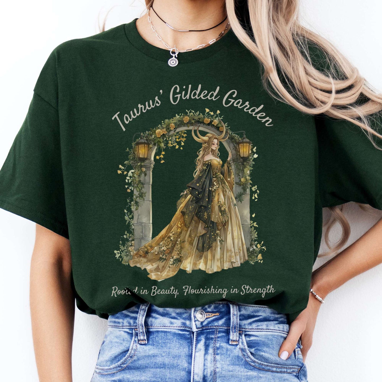 T-Shirts Taurus' Gilded Garden Zodiac T-Shirt The Mystic Eden
