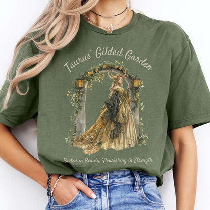 T-Shirts Taurus' Gilded Garden Zodiac T-Shirt The Mystic Eden