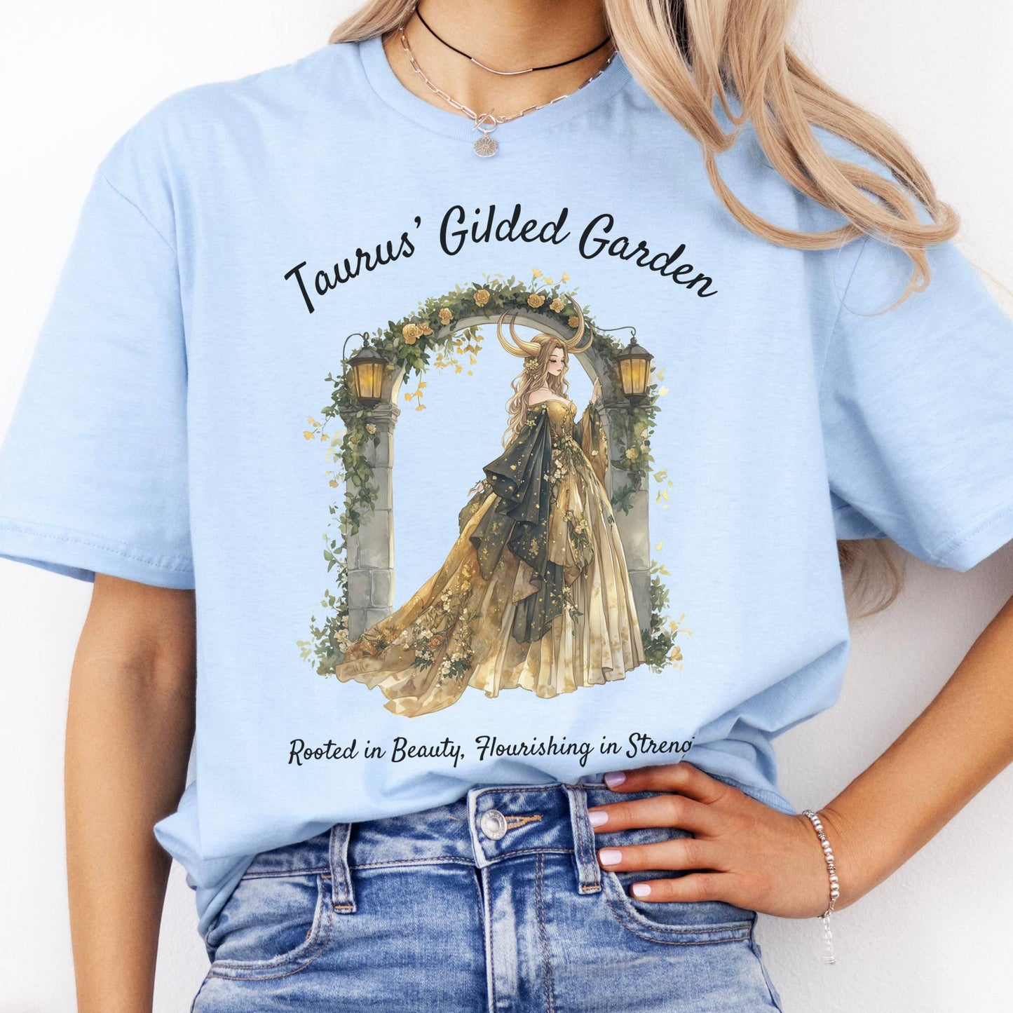 T-Shirts Taurus' Gilded Garden Zodiac T-Shirt The Mystic Eden