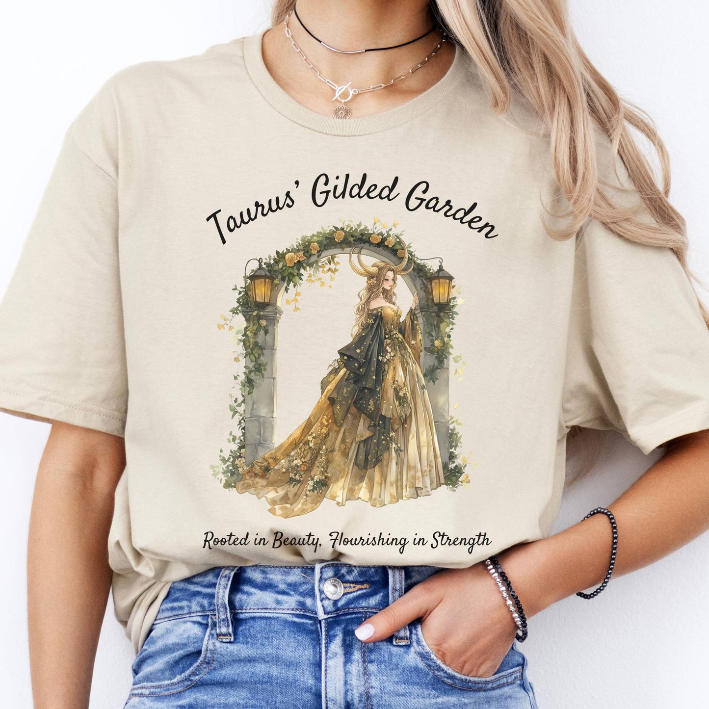 T-Shirts Taurus' Gilded Garden Zodiac T-Shirt The Mystic Eden