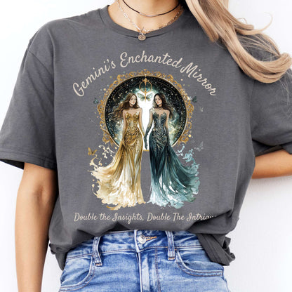 T-Shirts Gemini's Enchanted Mirror Zodiac T-Shirt The Mystic Eden