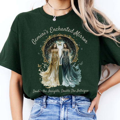 T-Shirts Gemini's Enchanted Mirror Zodiac T-Shirt The Mystic Eden