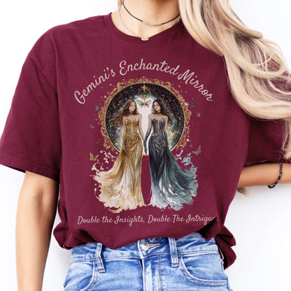 T-Shirts Gemini's Enchanted Mirror Zodiac T-Shirt The Mystic Eden