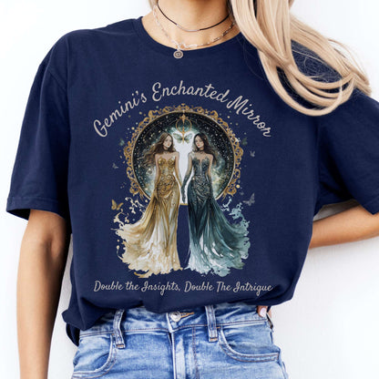 T-Shirts Gemini's Enchanted Mirror Zodiac T-Shirt The Mystic Eden