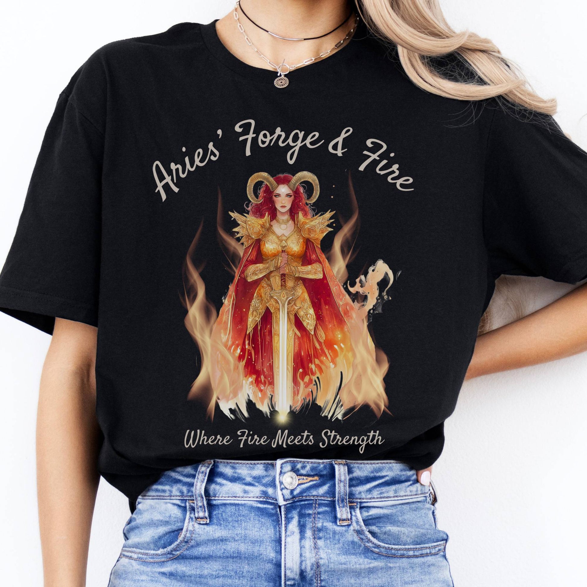 T-Shirts Aries' Forge & Fire Zodiac T-Shirt The Mystic Eden