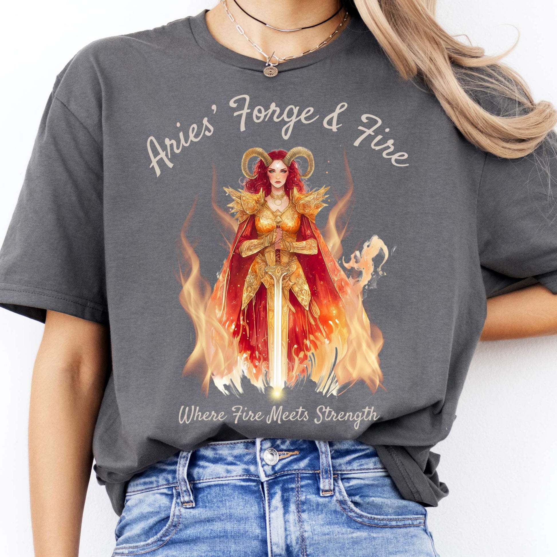 T-Shirts Aries' Forge & Fire Zodiac T-Shirt The Mystic Eden