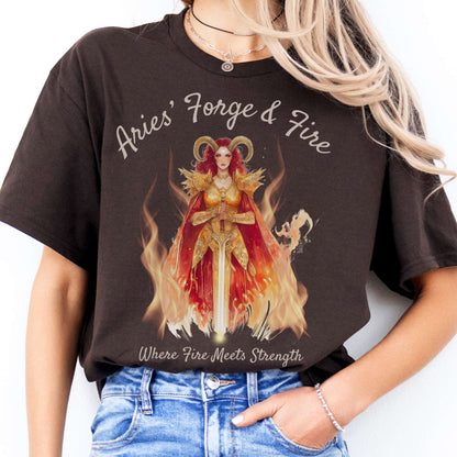 T-Shirts Aries' Forge & Fire Zodiac T-Shirt The Mystic Eden