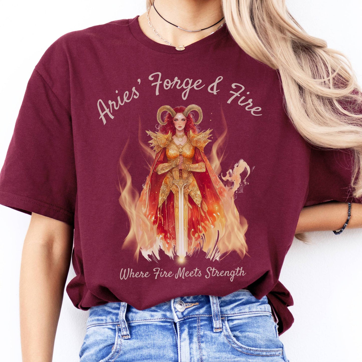 T-Shirts Aries' Forge & Fire Zodiac T-Shirt The Mystic Eden