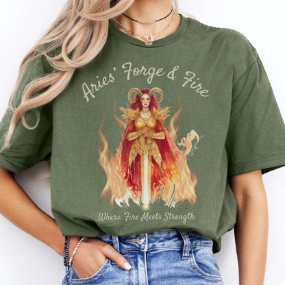 T-Shirts Aries' Forge & Fire Zodiac T-Shirt The Mystic Eden
