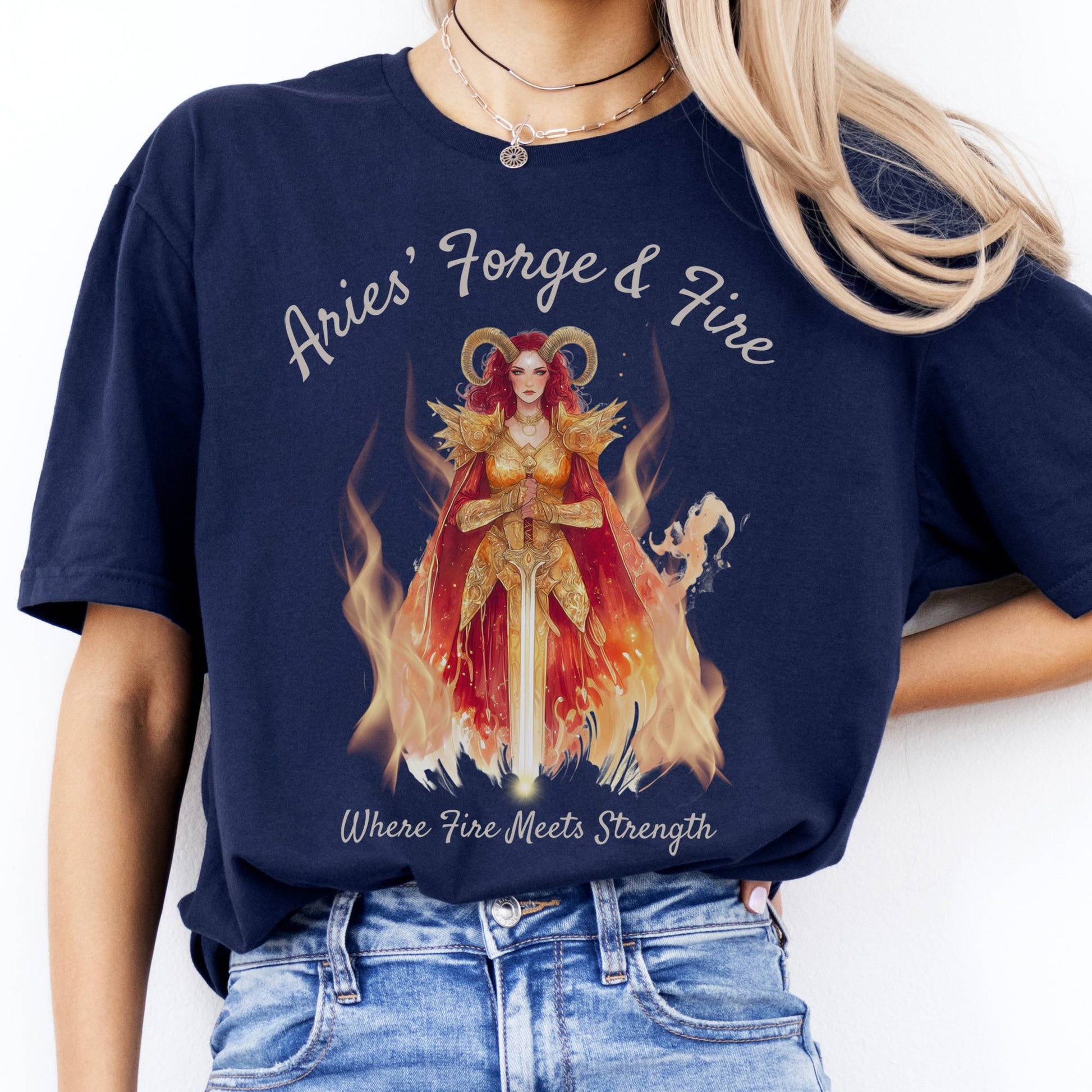 T-Shirts Aries' Forge & Fire Zodiac T-Shirt The Mystic Eden