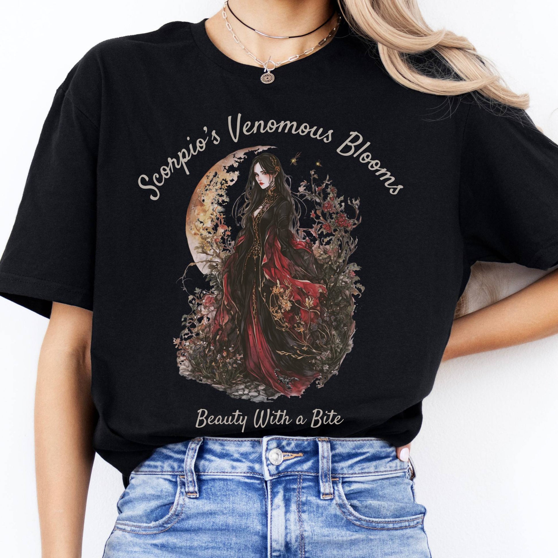 T-Shirts Scorpio's Venomous Blooms Zodiac T-Shirt The Mystic Eden