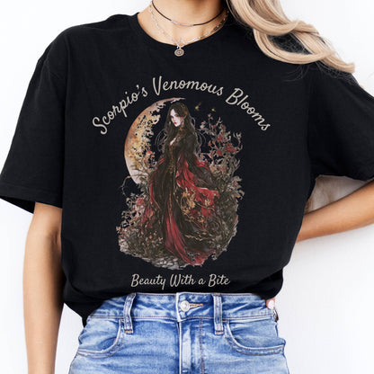 T-Shirts Scorpio's Venomous Blooms Zodiac T-Shirt The Mystic Eden