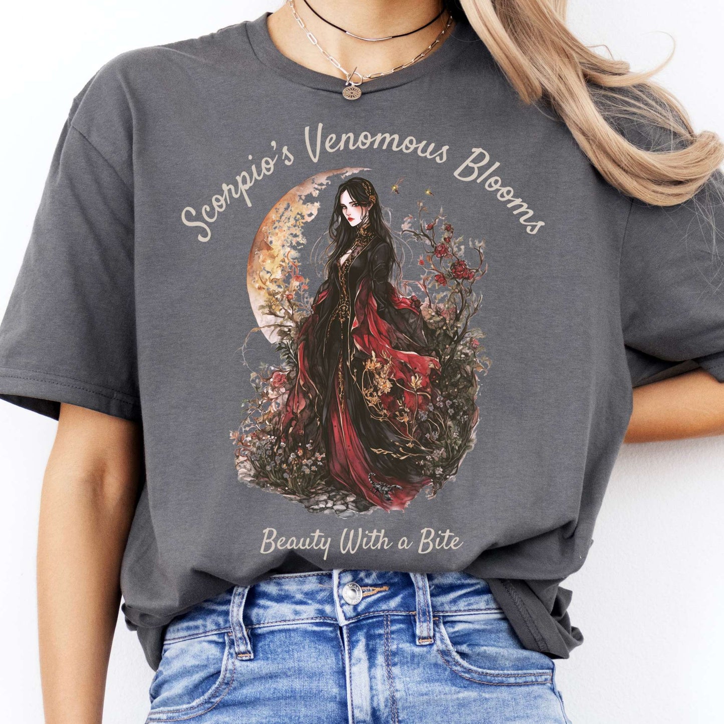 T-Shirts Scorpio's Venomous Blooms Zodiac T-Shirt The Mystic Eden