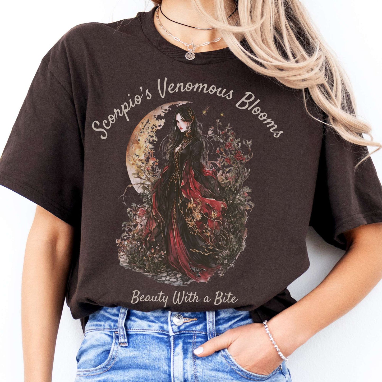 T-Shirts Scorpio's Venomous Blooms Zodiac T-Shirt The Mystic Eden