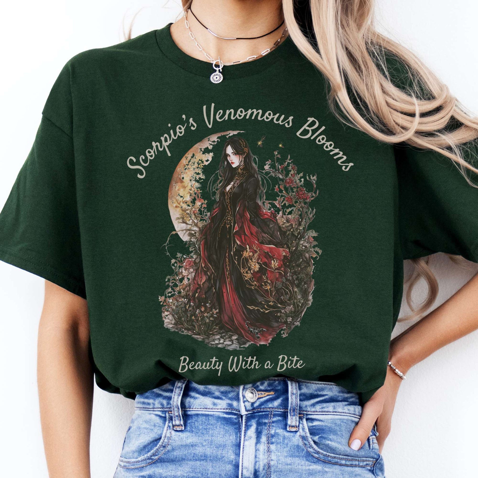 T-Shirts Scorpio's Venomous Blooms Zodiac T-Shirt The Mystic Eden