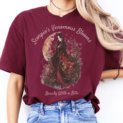 T-Shirts Scorpio's Venomous Blooms Zodiac T-Shirt The Mystic Eden