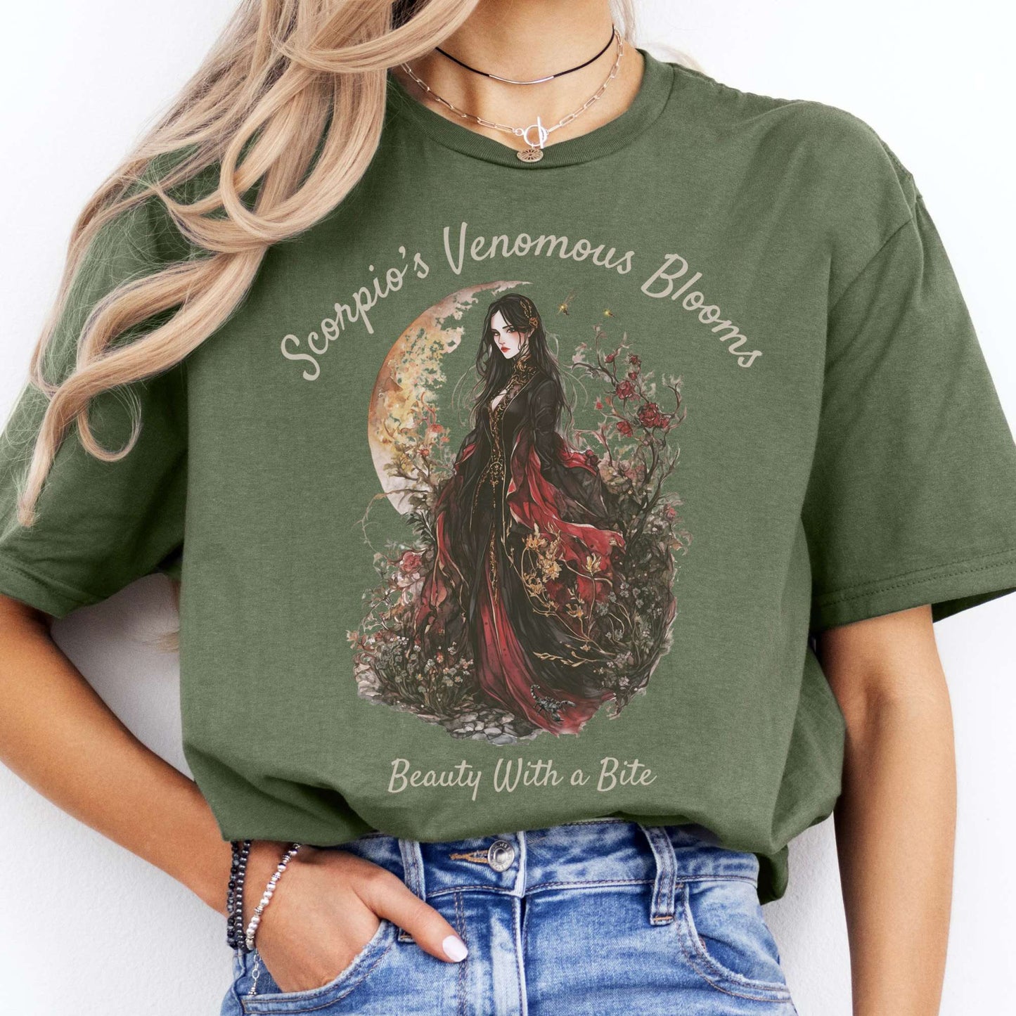 T-Shirts Scorpio's Venomous Blooms Zodiac T-Shirt The Mystic Eden
