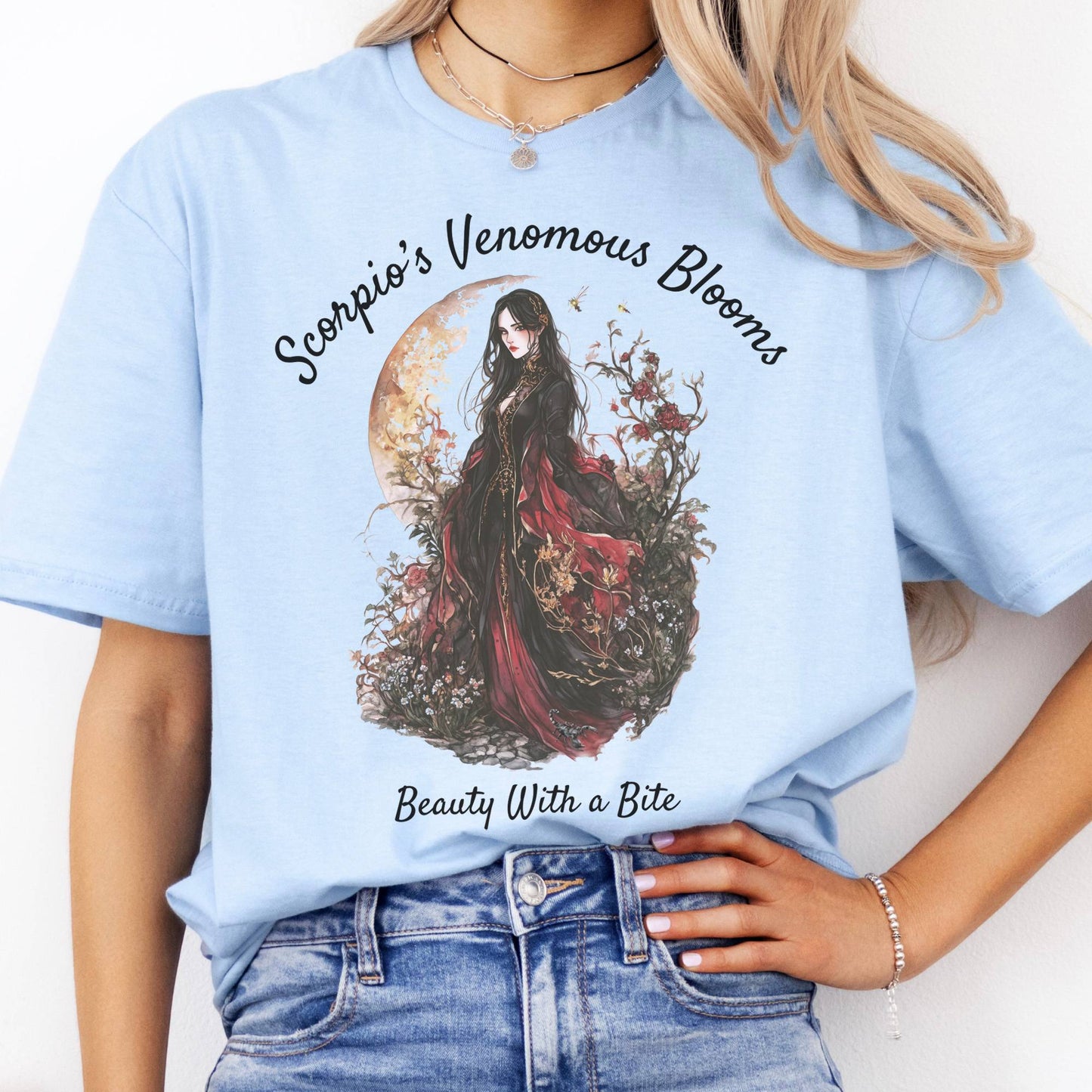T-Shirts Scorpio's Venomous Blooms Zodiac T-Shirt The Mystic Eden
