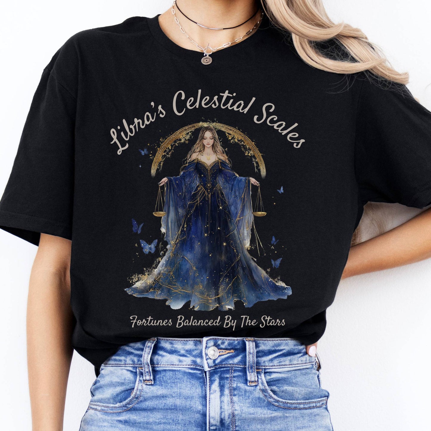 T-Shirts Libra's Celestial Scales Zodiac T-Shirt The Mystic Eden