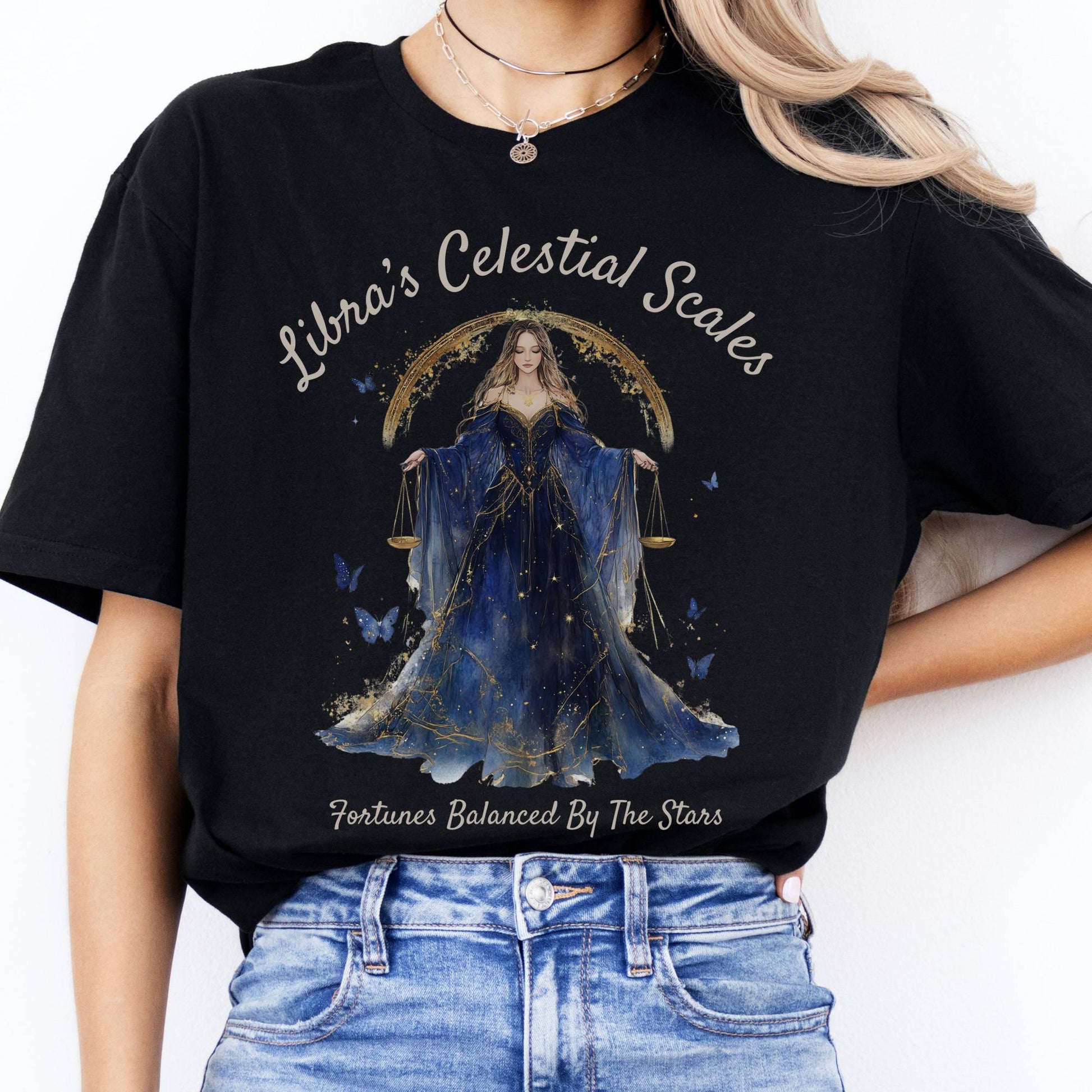 T-Shirts Libra's Celestial Scales Zodiac T-Shirt The Mystic Eden
