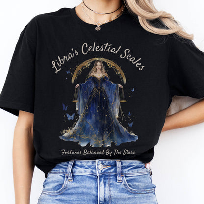 T-Shirts Libra's Celestial Scales Zodiac T-Shirt The Mystic Eden