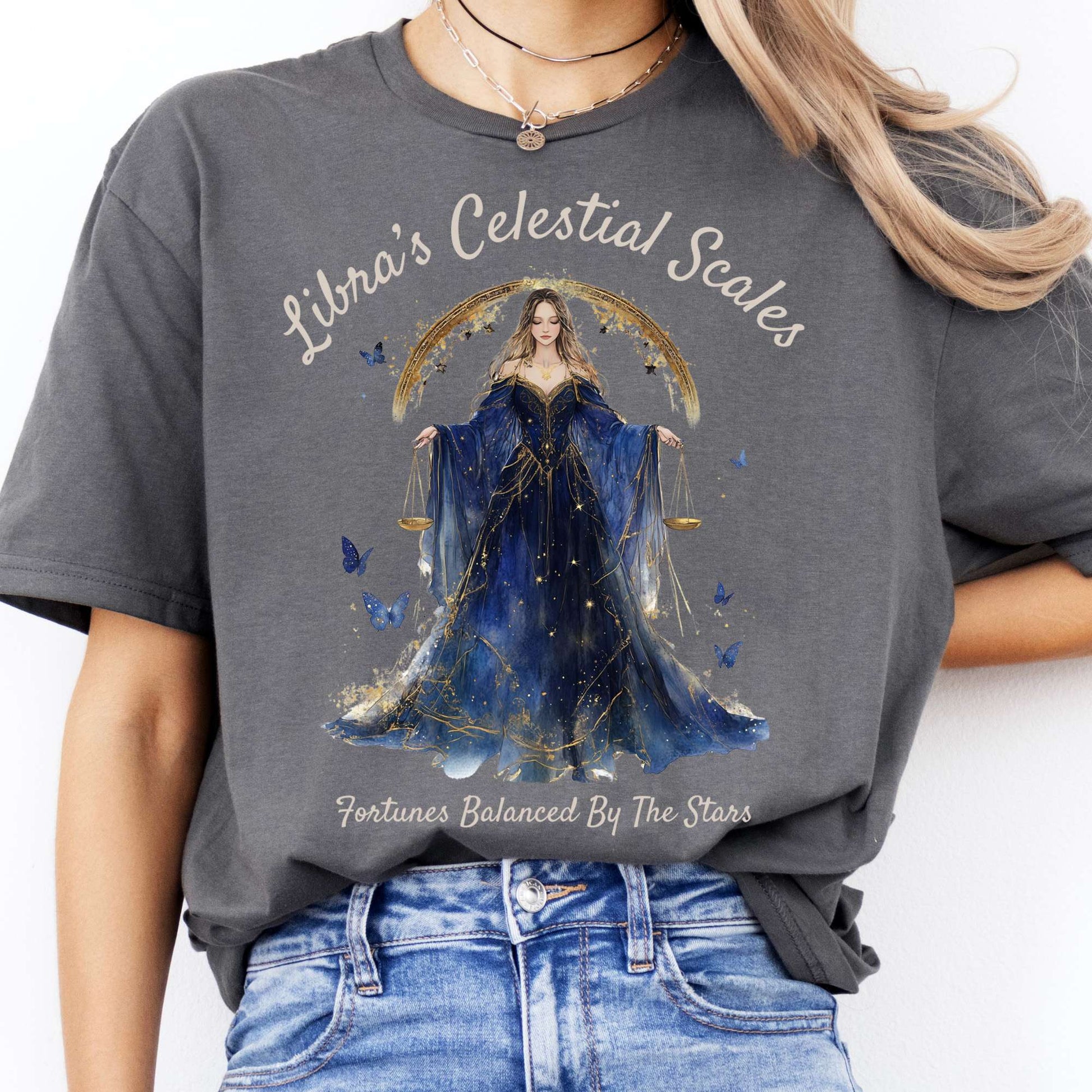 T-Shirts Libra's Celestial Scales Zodiac T-Shirt The Mystic Eden