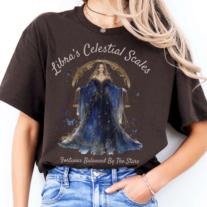 T-Shirts Libra's Celestial Scales Zodiac T-Shirt The Mystic Eden