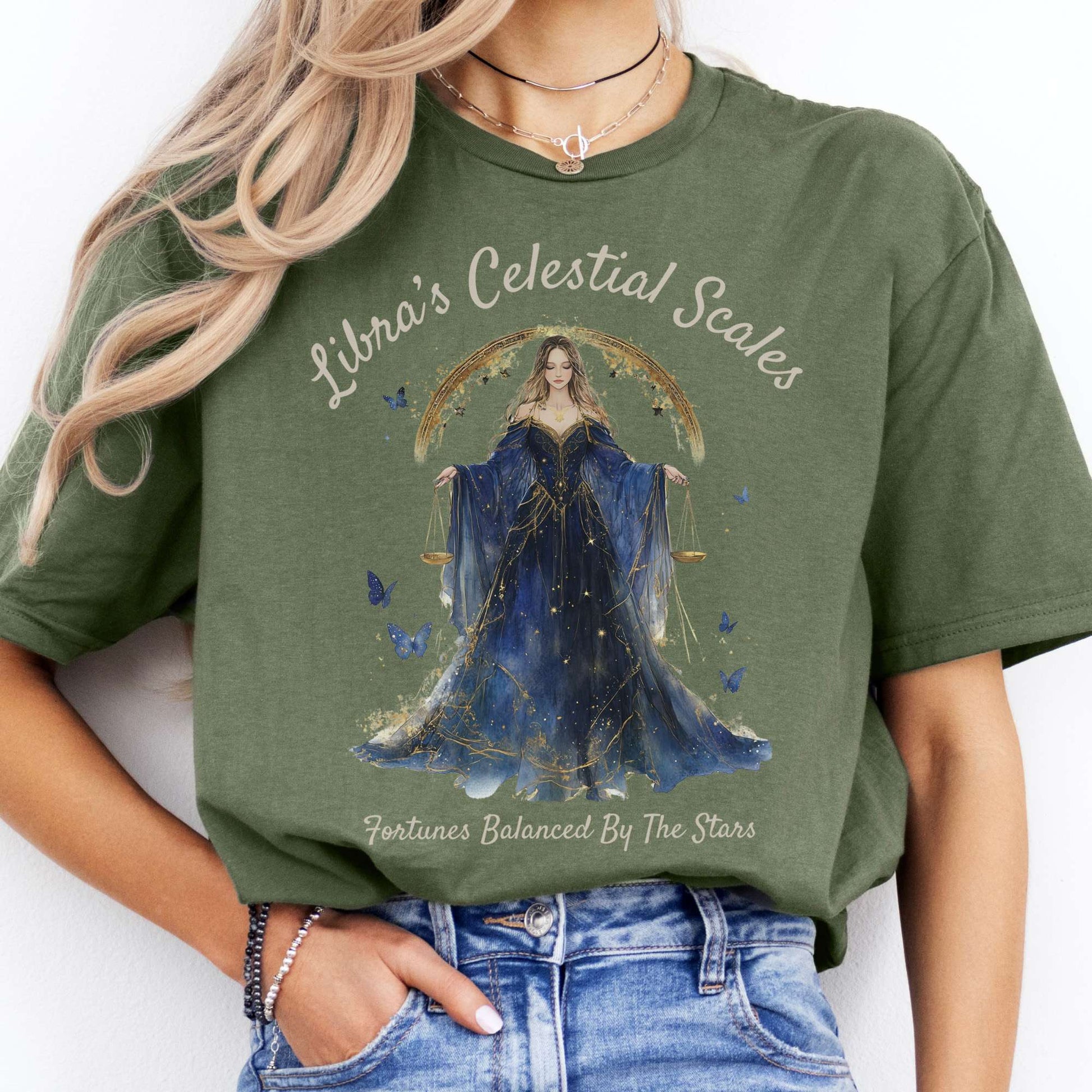 T-Shirts Libra's Celestial Scales Zodiac T-Shirt The Mystic Eden