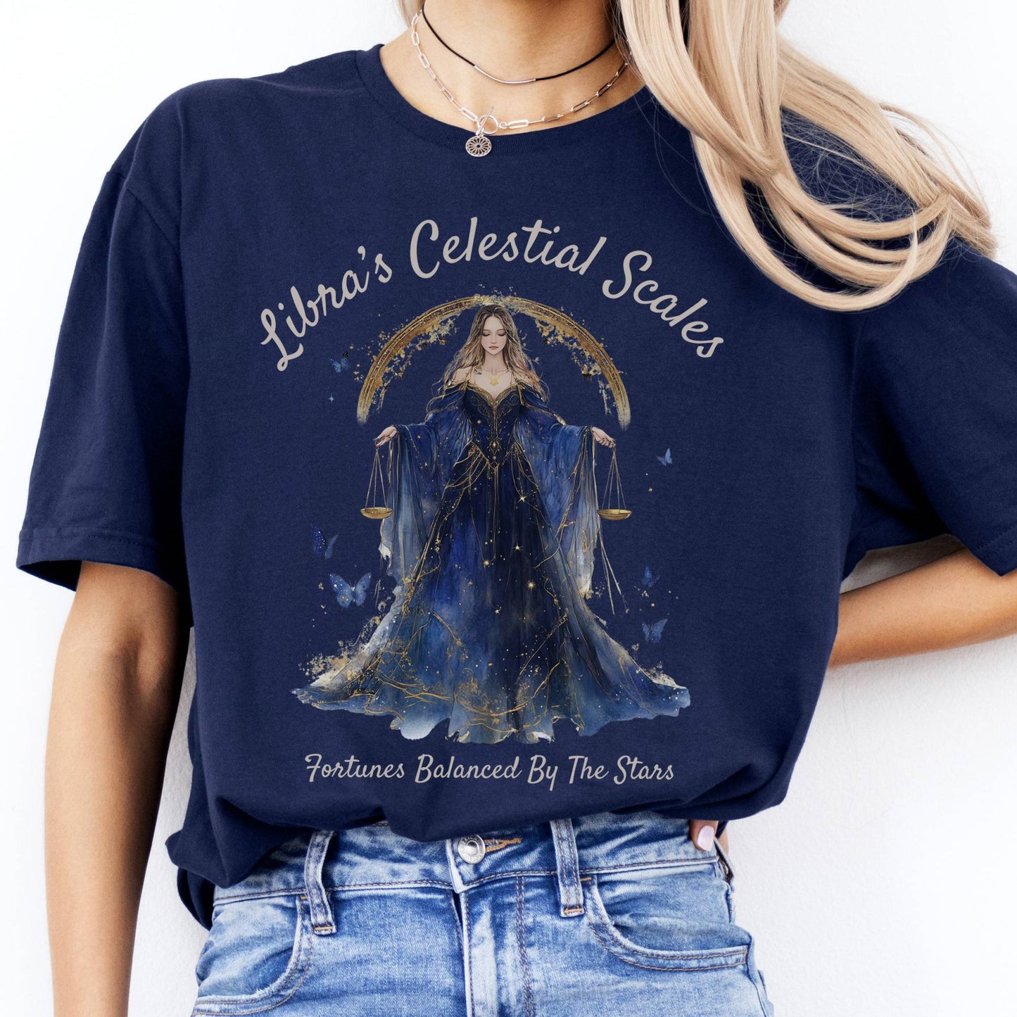 T-Shirts Libra's Celestial Scales Zodiac T-Shirt The Mystic Eden
