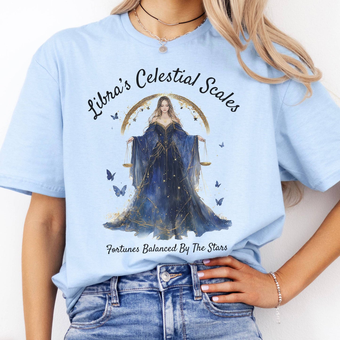 T-Shirts Libra's Celestial Scales Zodiac T-Shirt The Mystic Eden