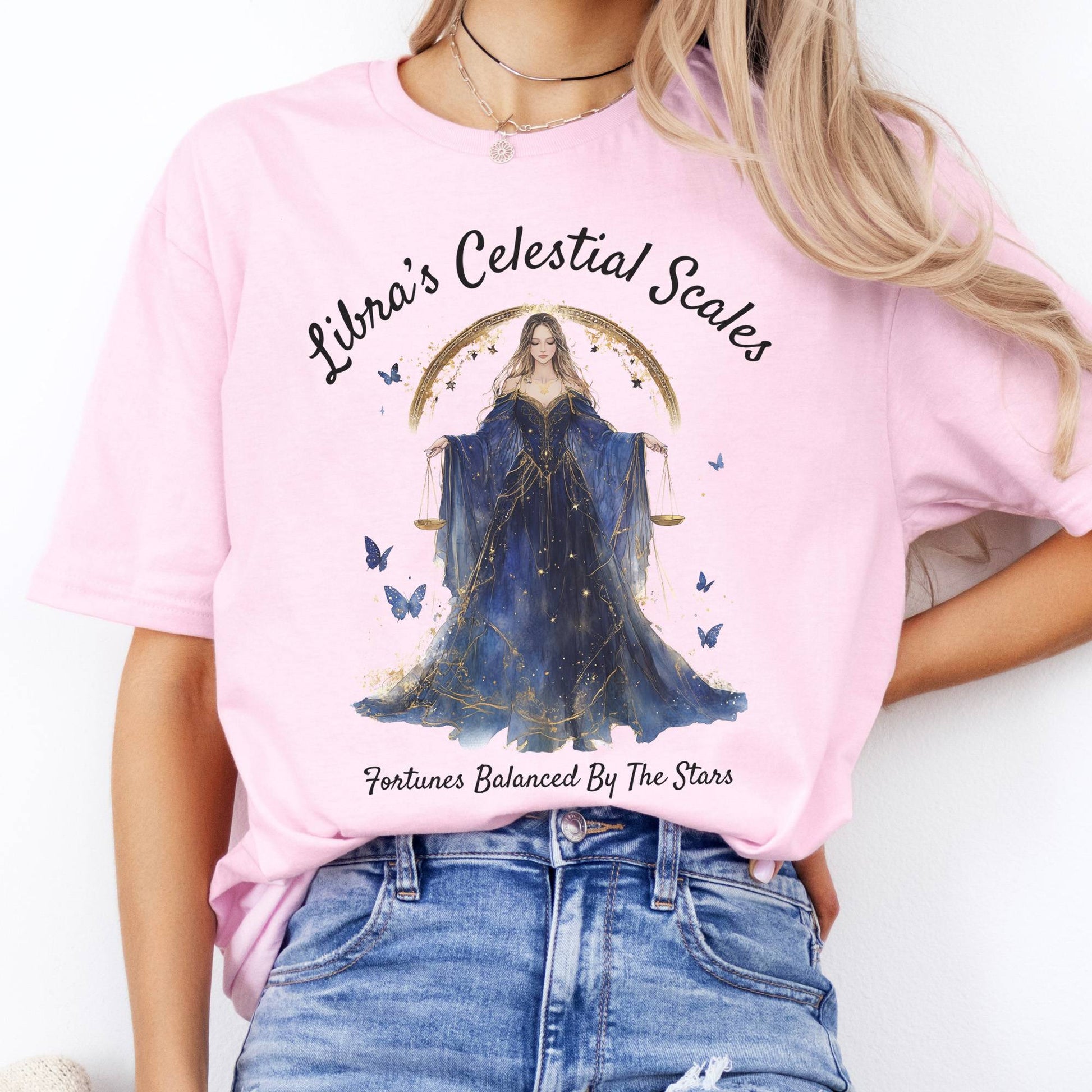 T-Shirts Libra's Celestial Scales Zodiac T-Shirt The Mystic Eden