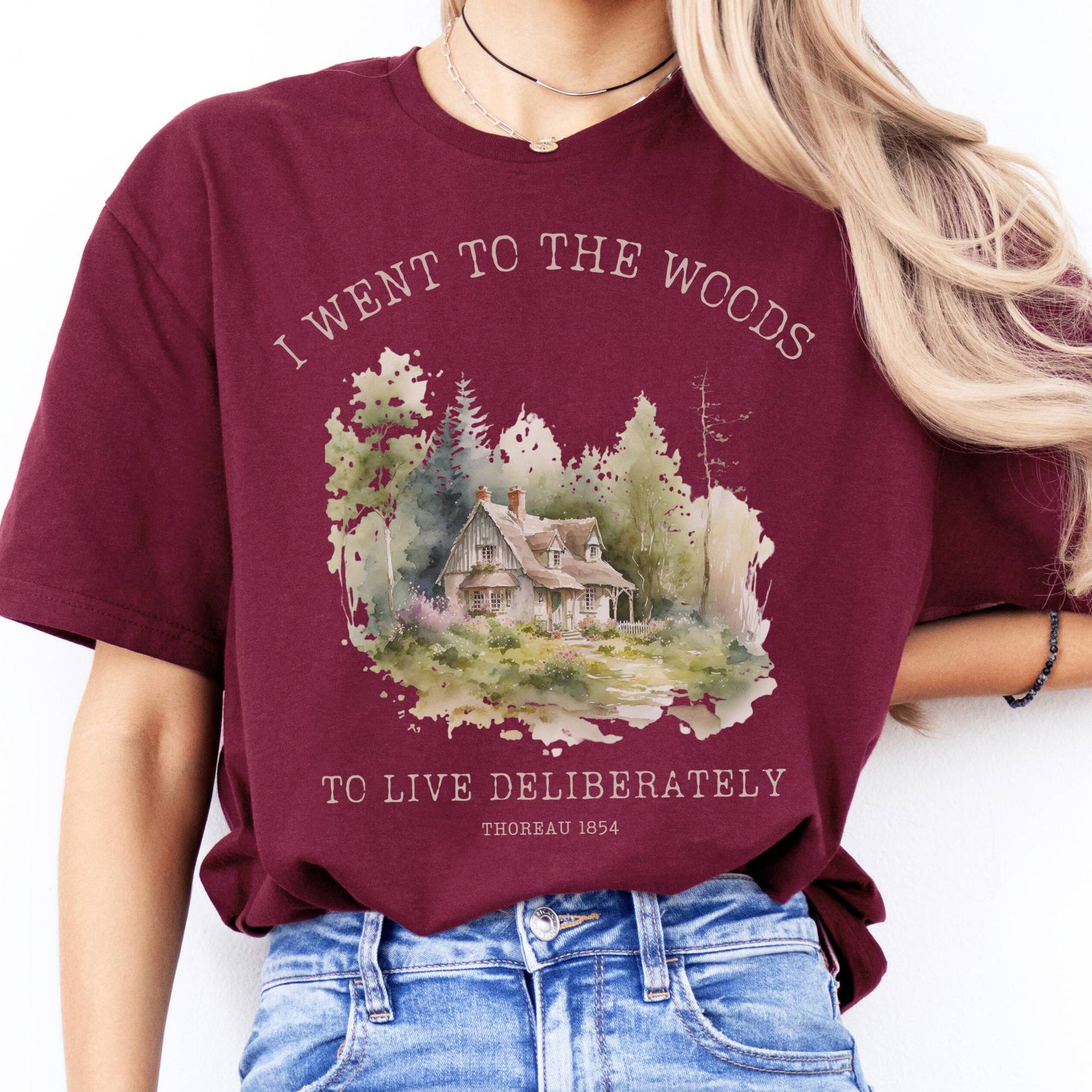 T-Shirt I Went To the Woods To Live Deliberately Thoreau T-Shirt The Mystic Eden