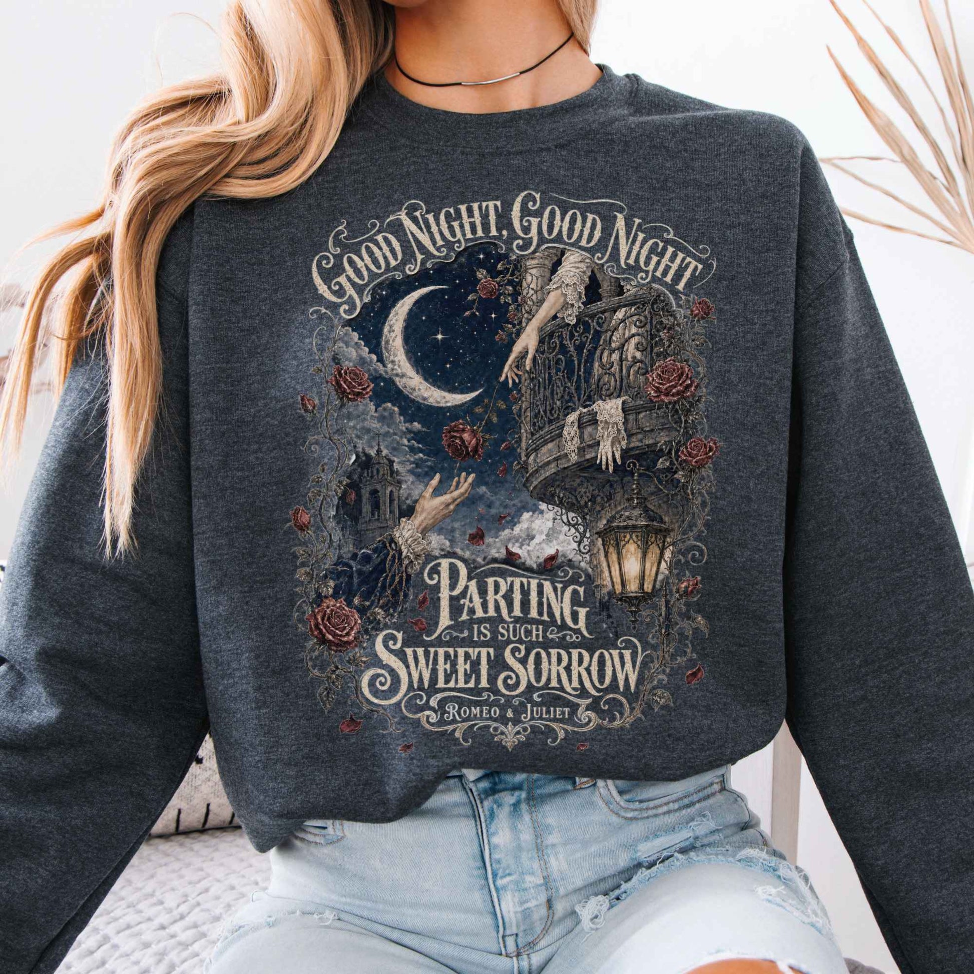 Sweatshirt Dark Heather / S Parting Is Such Sweet Sorrow Romeo and Juliet Shakespeare Crewneck Sweatshirt The Mystic Eden