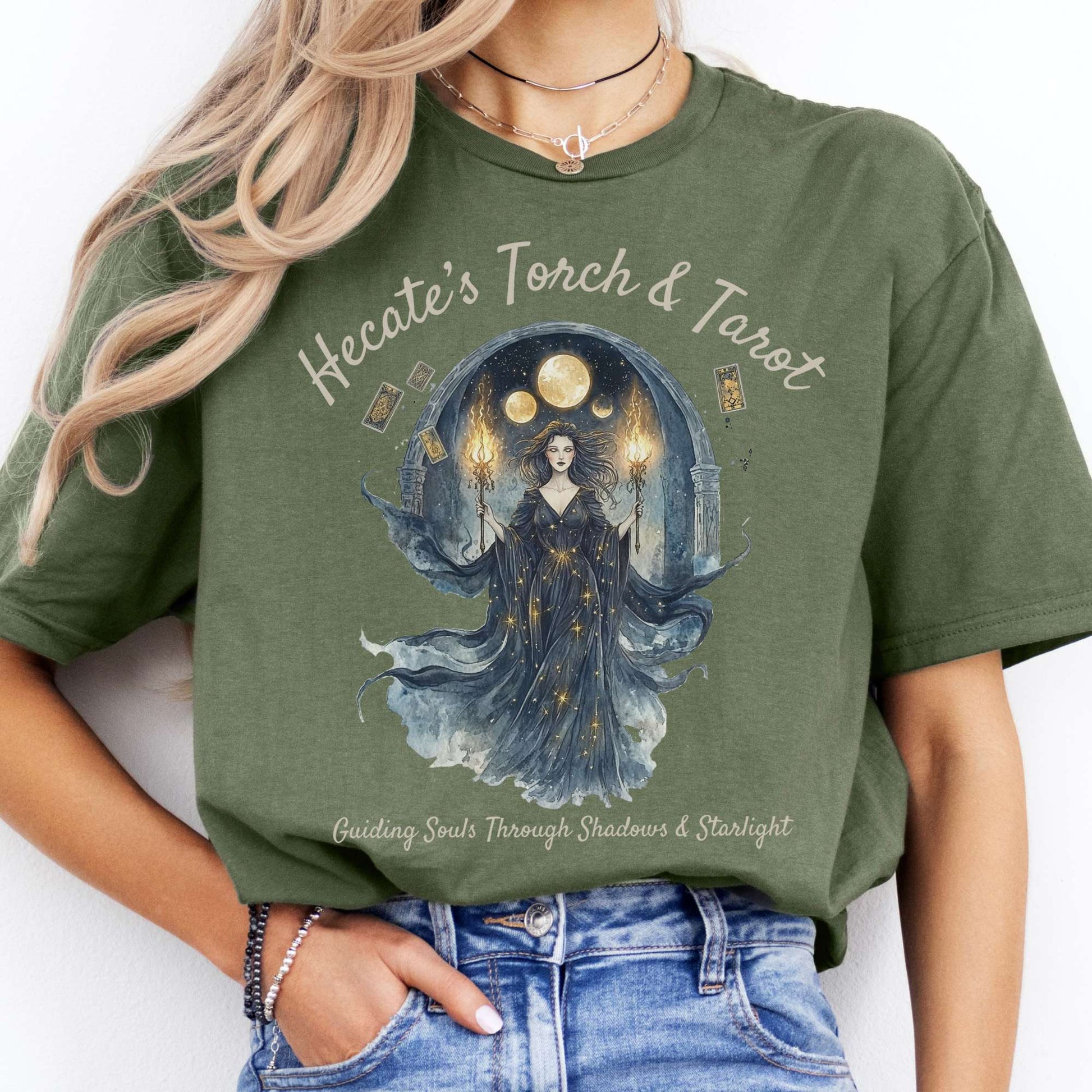 T-Shirts Hecate's Torch and Tarot Goddess T-Shirt The Mystic Eden