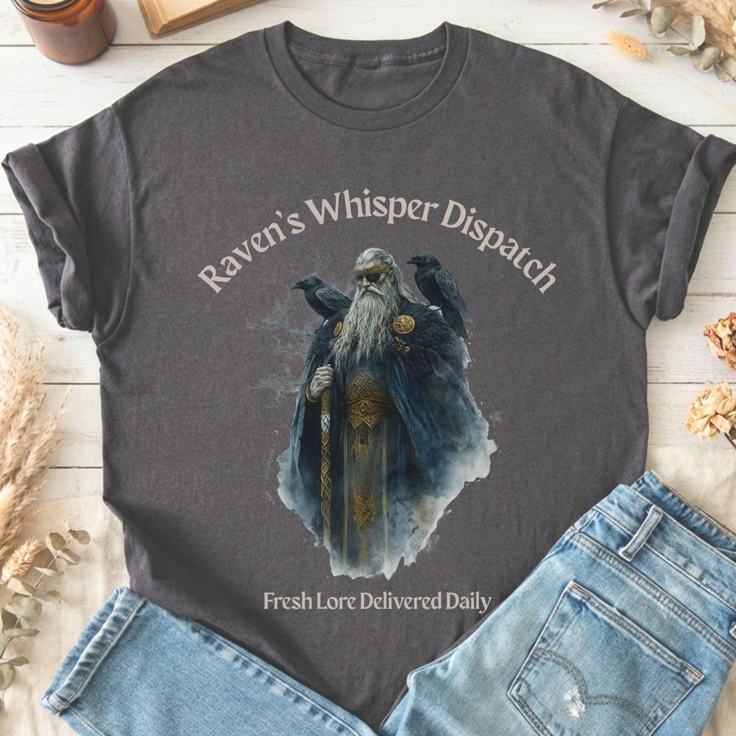 T-Shirt Charcoal / S Raven's Whisper Dispatch Norse God T-Shirt The Mystic Eden