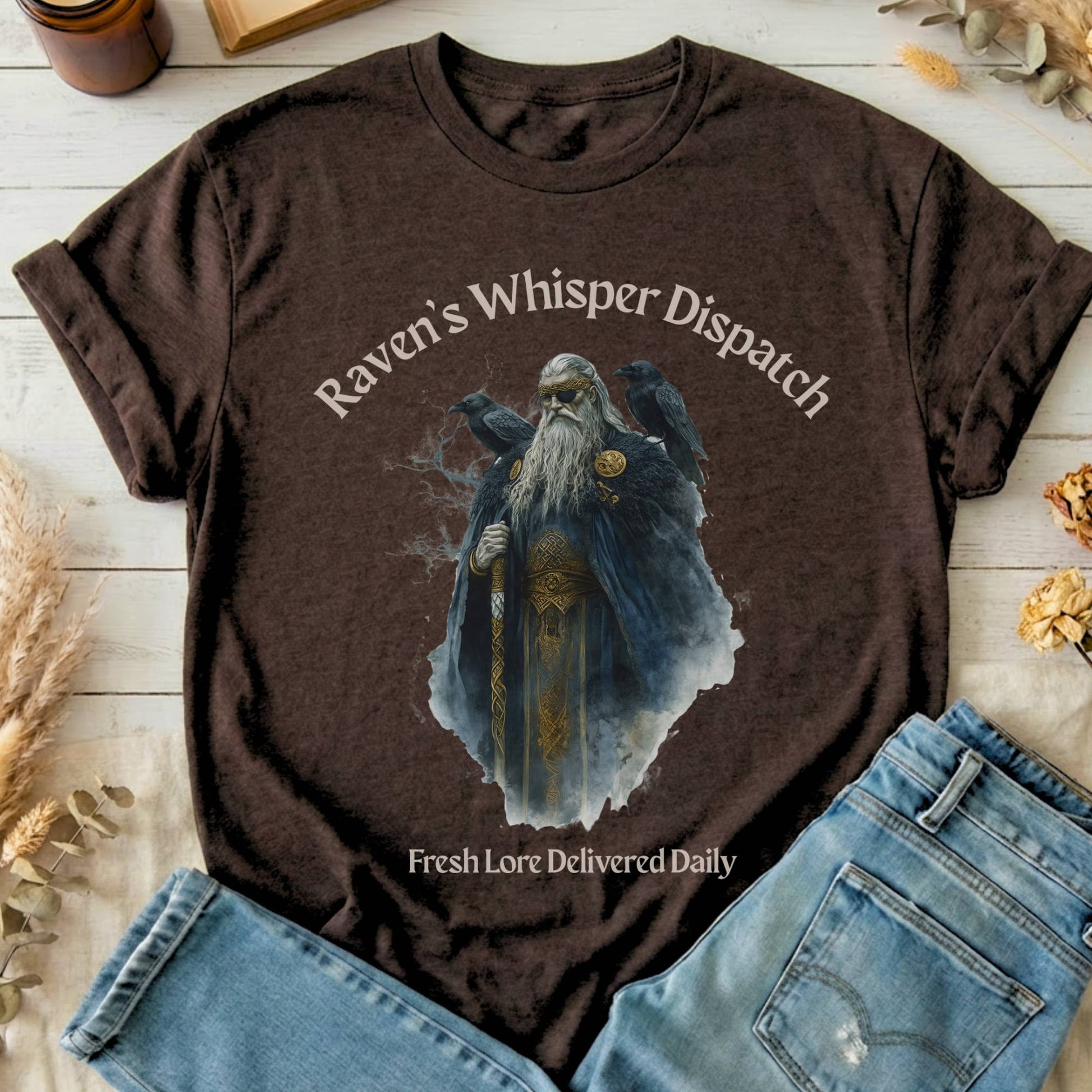 T-Shirt Dark Chocolate / S Raven's Whisper Dispatch Norse God T-Shirt The Mystic Eden