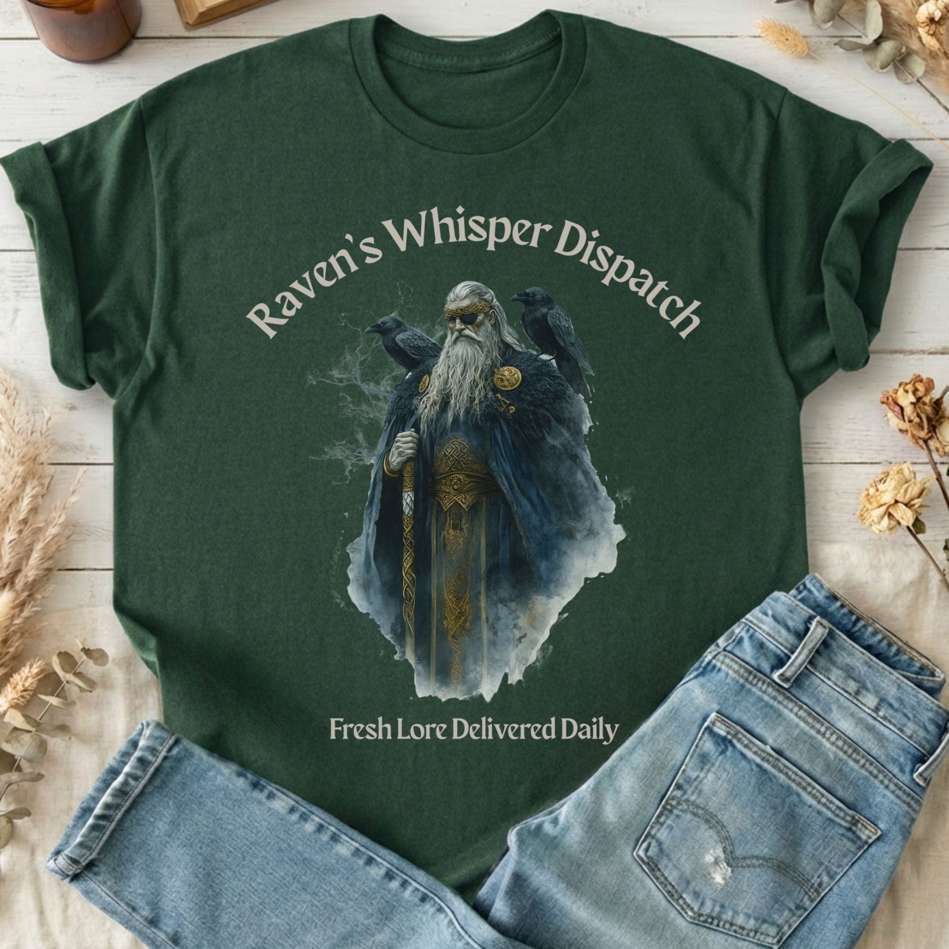 T-Shirt Forest Green / S Raven's Whisper Dispatch Norse God T-Shirt The Mystic Eden